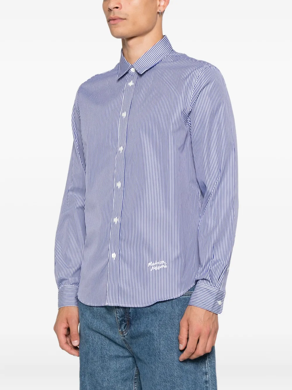 Maison Kitsuné Gestreept overhemd Blauw