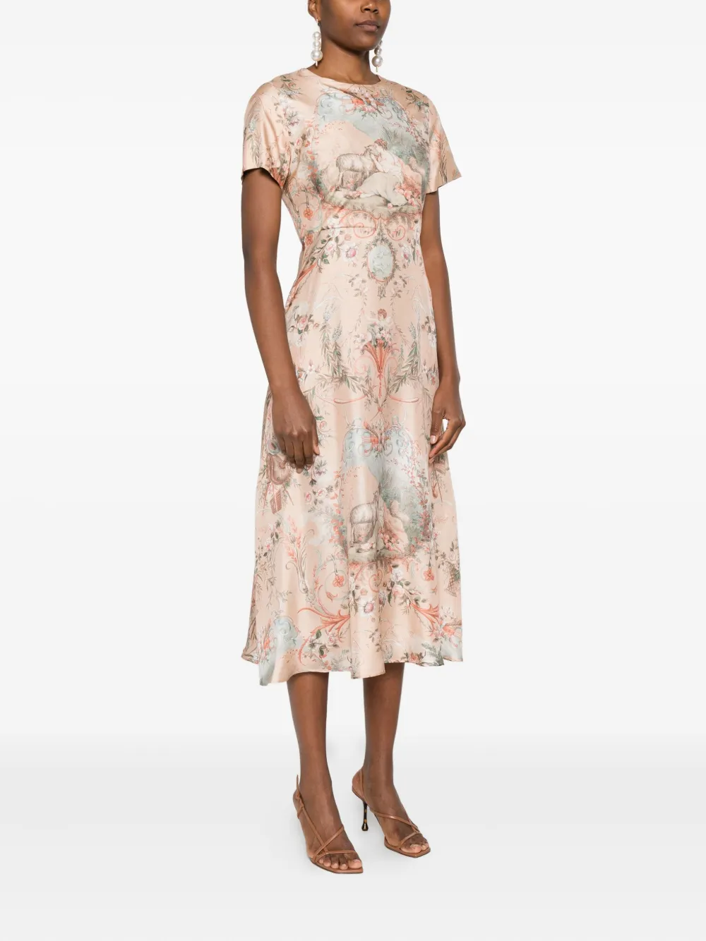 Paul & Joe Floral-print Mini Dress In Brown