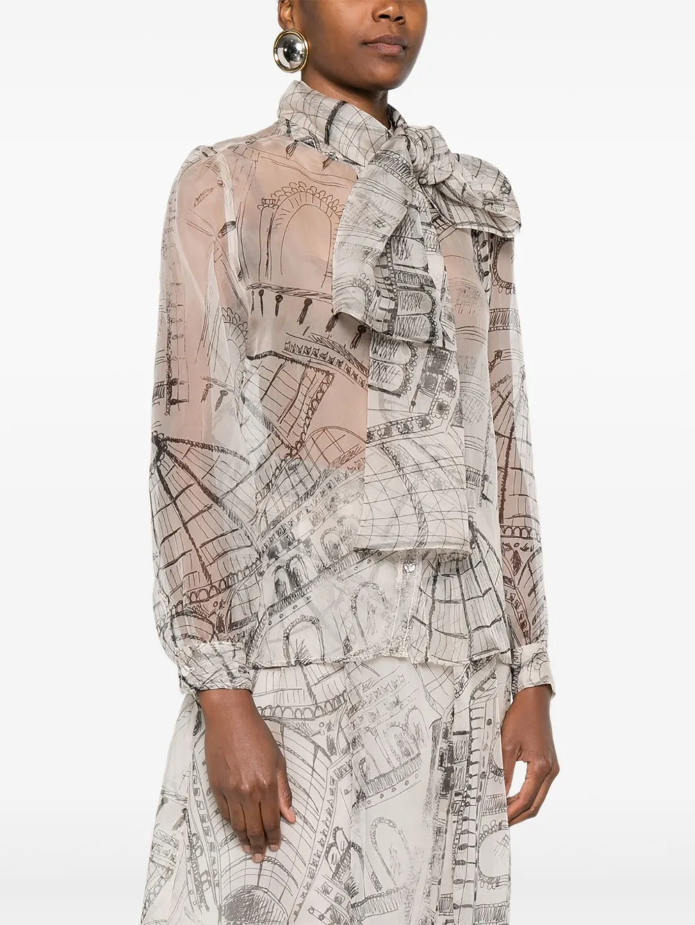 Paul & Joe Blouse met gestrikte hals Wit