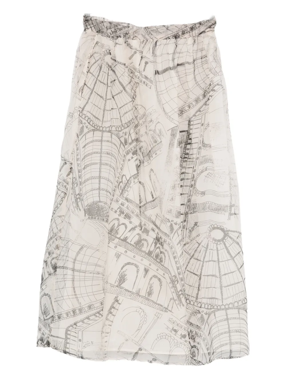 Paul & Joe Graphic-print Silk Skirt In Multi