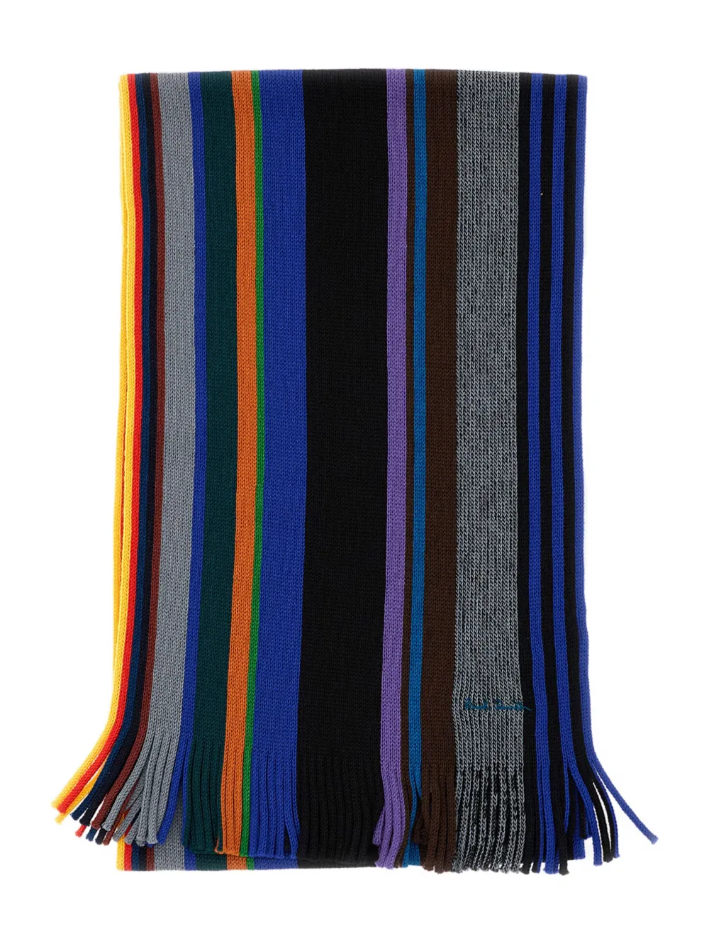 Paul Smith signature-stripe fringed scarf - ブラック Paul Smith signature-stripe fringed scarf - ブラック