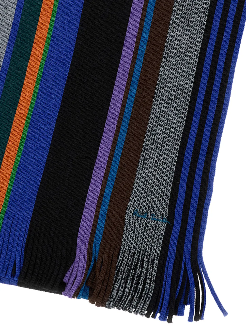 Paul Smith signature-stripe fringed scarf - Zwart