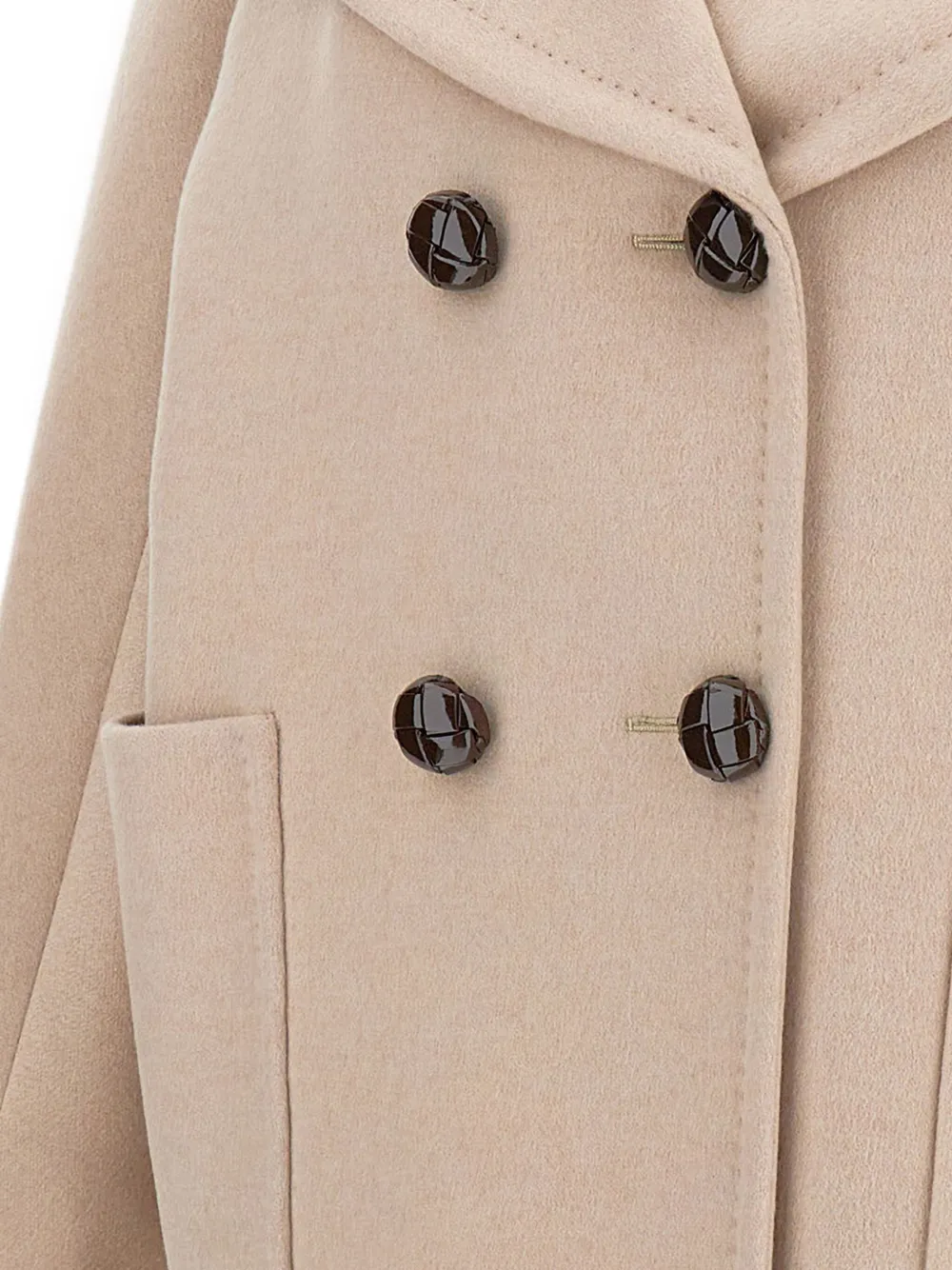 Max Mara Oversized Pea Coat With Braided Leather Buttons In Neutral