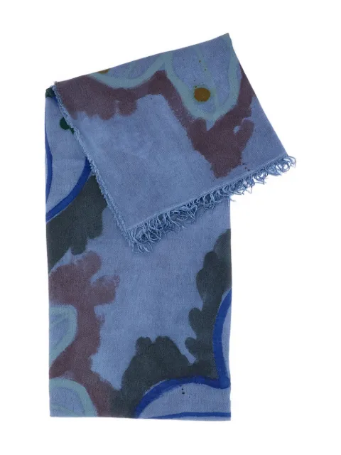Exquisite J floral-pattern fringed scarf