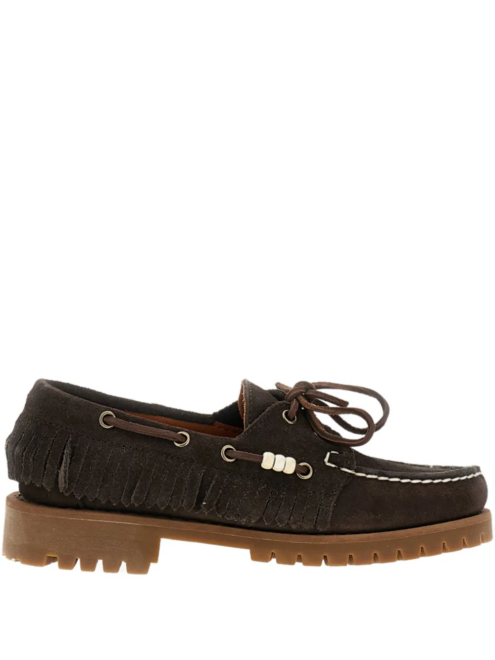 Sebago Fringed Boat Shoes In Animal Print