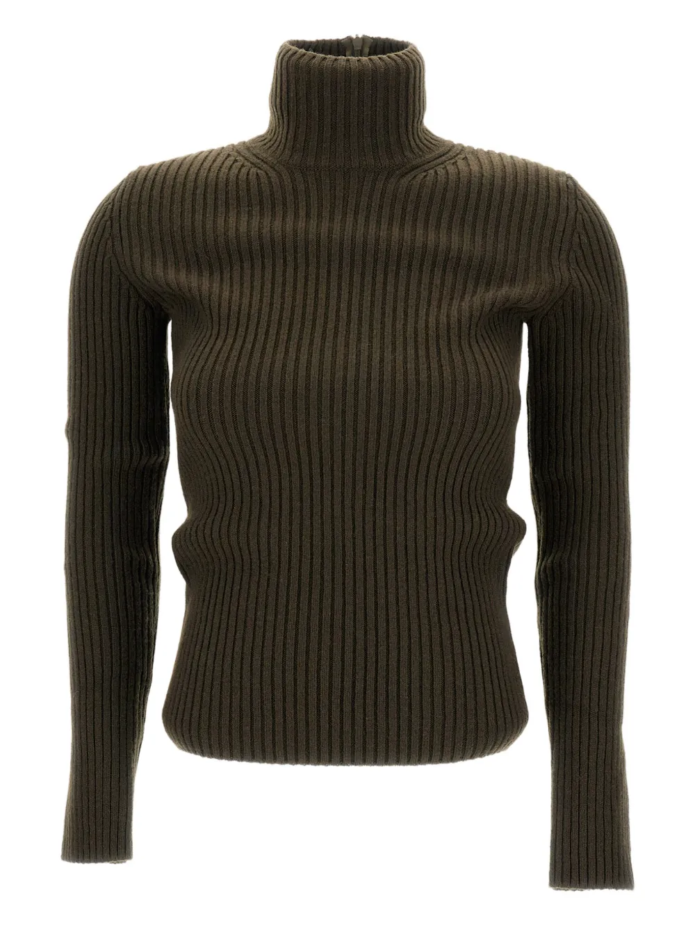 Max Mara Ribbed Turtleneck Sweater In Green