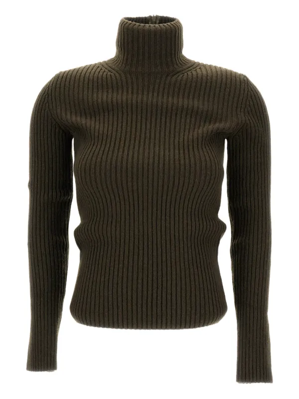 Max Mara Ribbed Turtleneck Sweater in Green