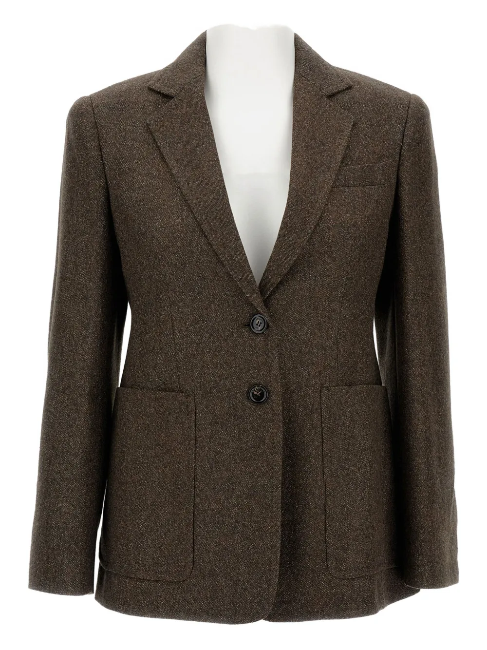 Max Mara Buttoned Patch-pocket Jacket In Brown