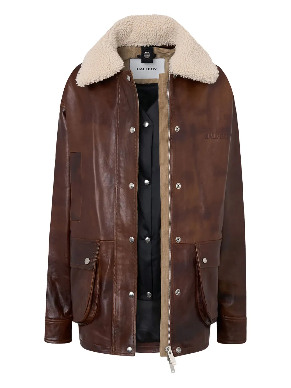 Halfboy shearling-collar leather jacket | Leather Jackets | Image 2