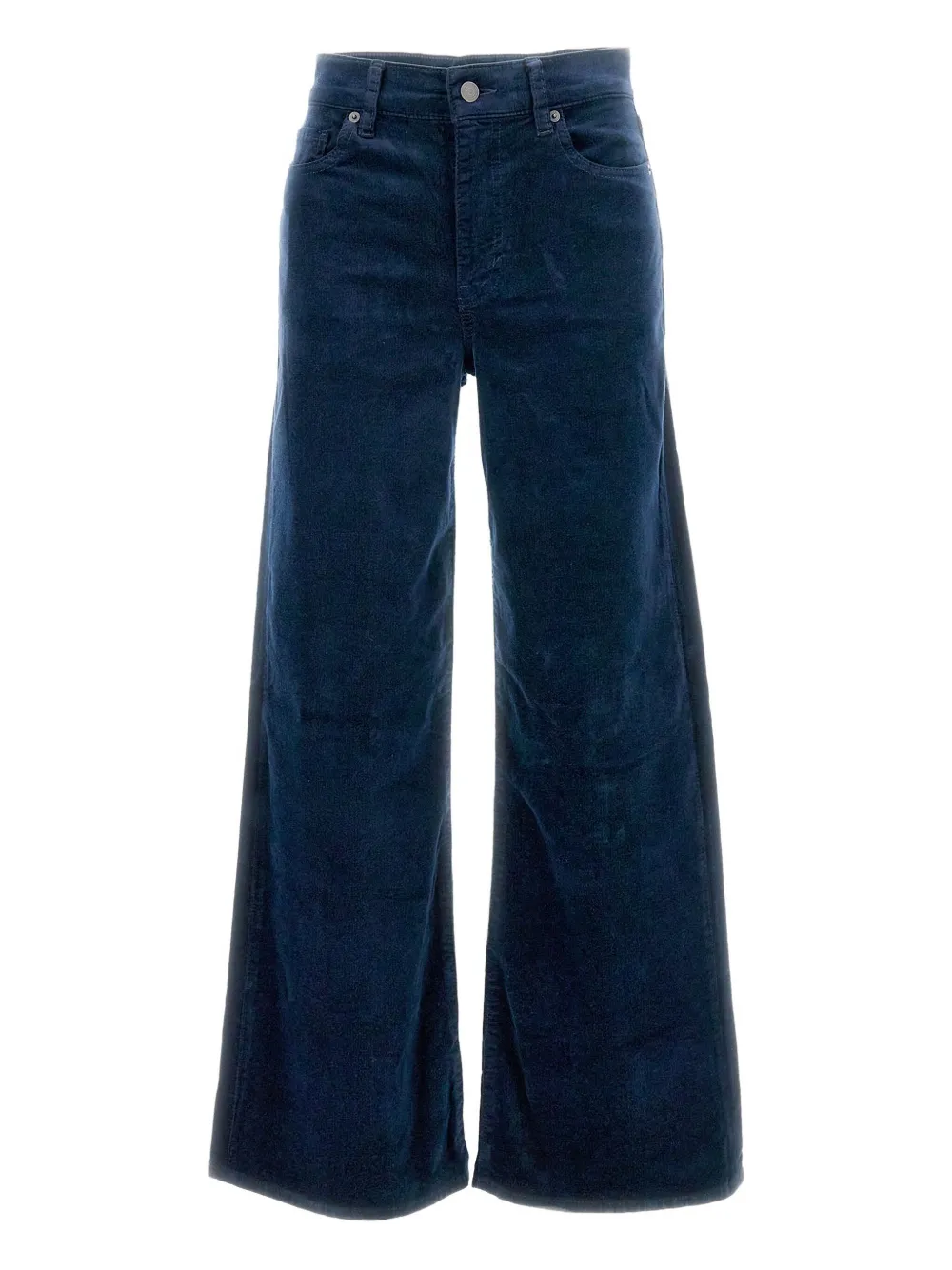 Frame Dark Blue Corduroy Wide Leg Pants In Blue