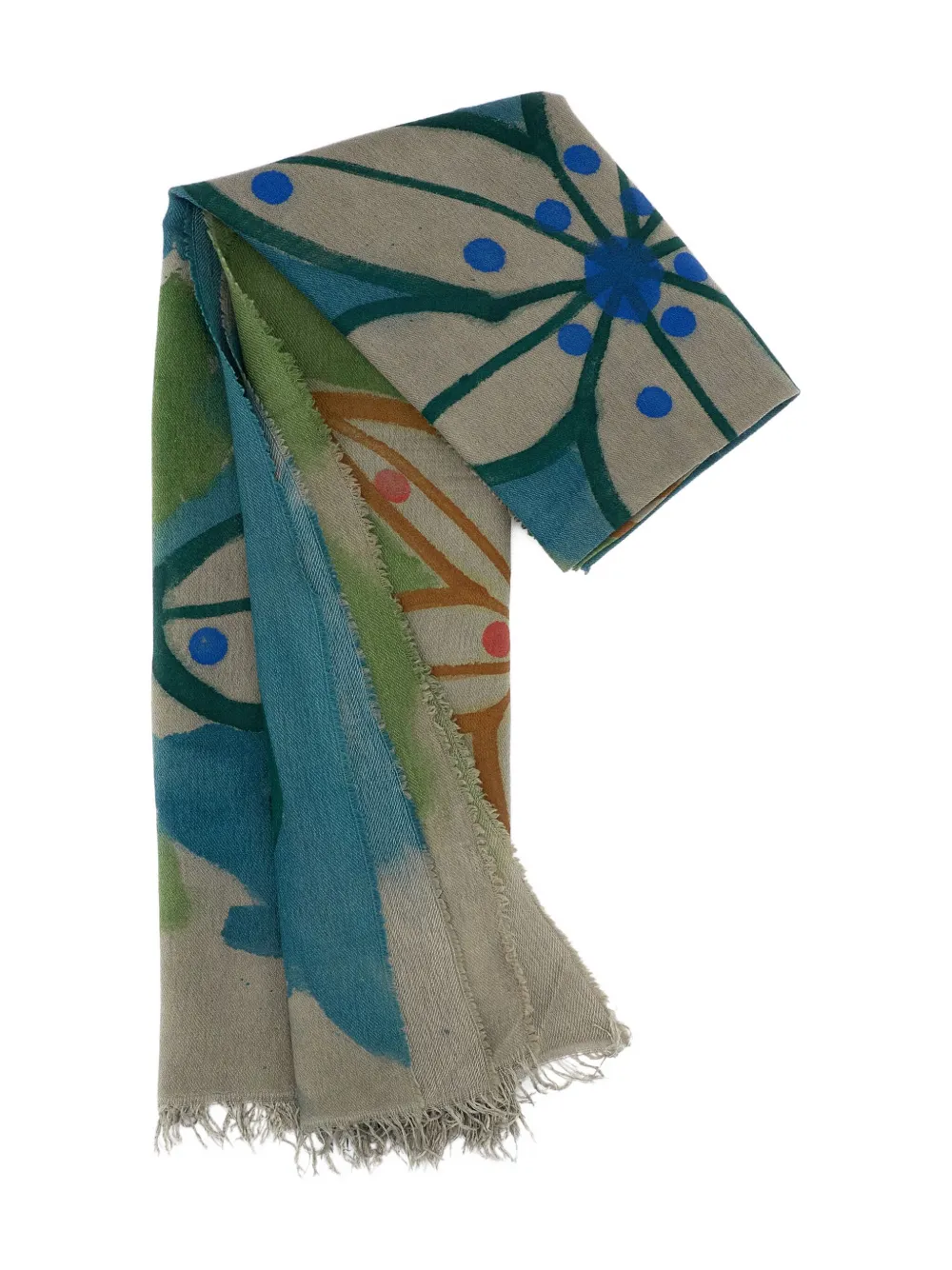 Exquisite J floral-pattern fringed scarf | Image 2