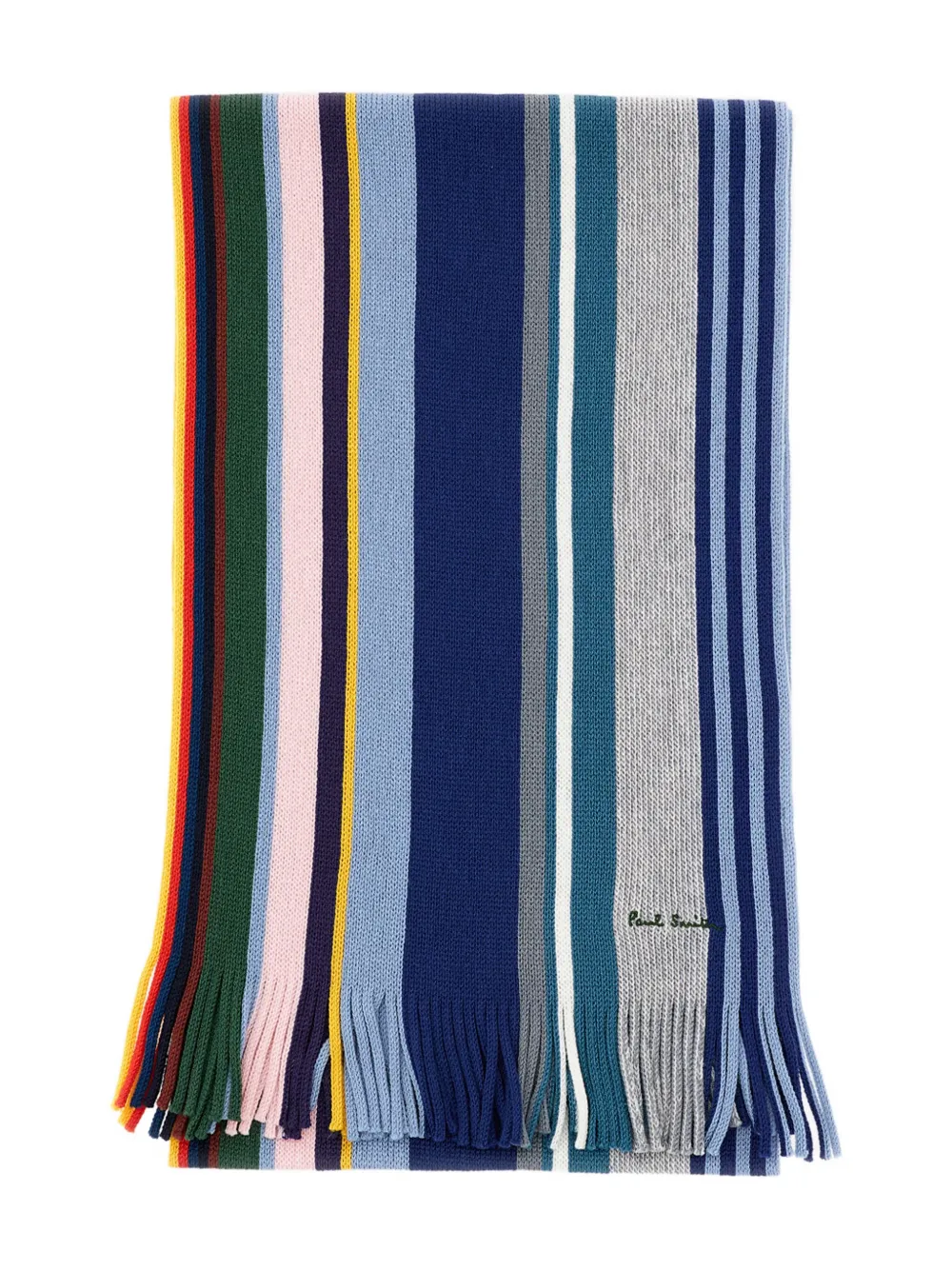 Paul Smith ストライプ フリンジ スカーフ - ブルー Paul Smith ストライプ フリンジ スカーフ - ブルー