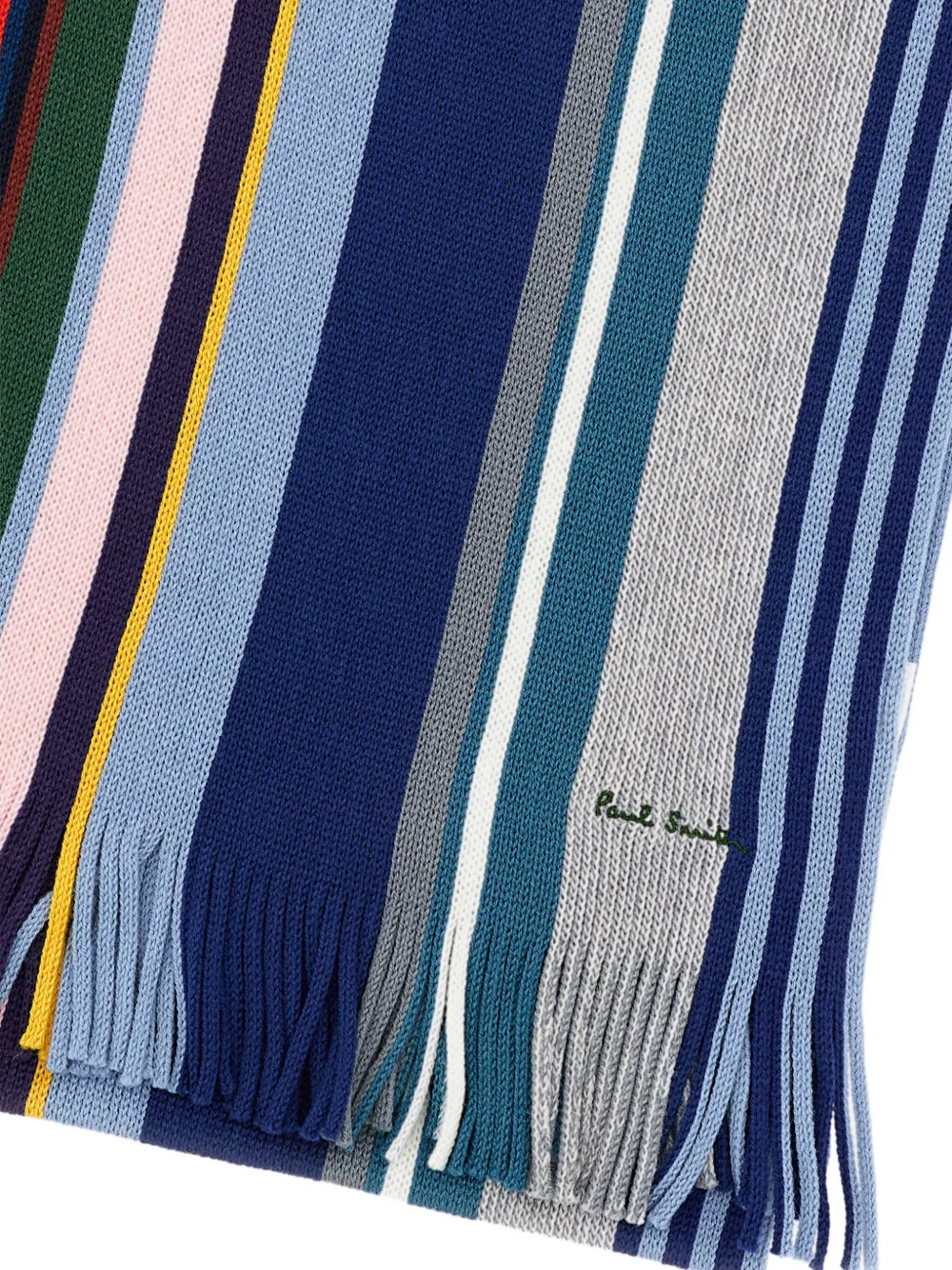 Paul Smith Gestreepte sjaal met franje - Blauw