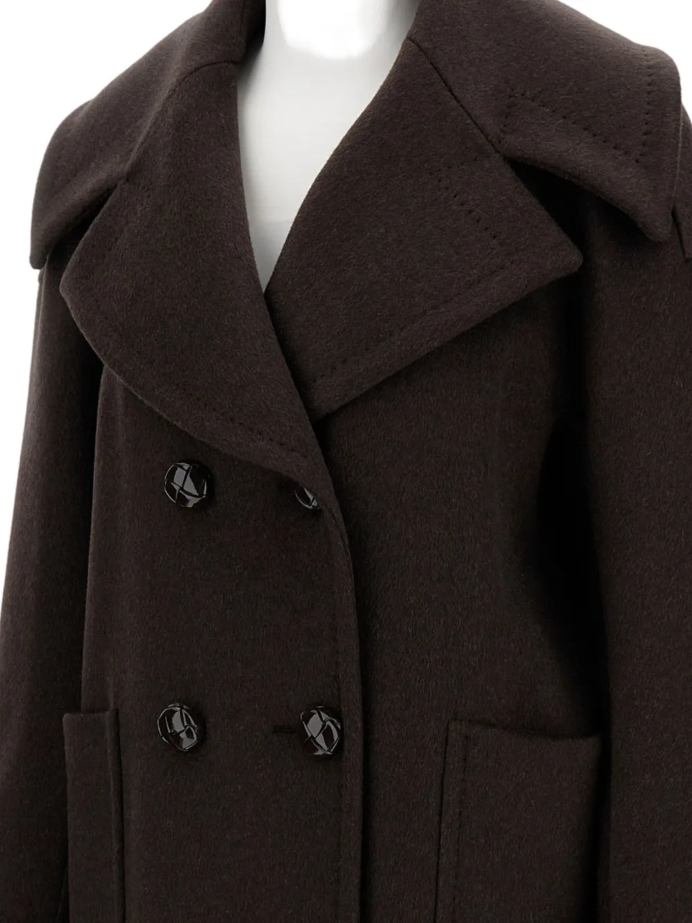 Max Mara Double-breasted Wide-lapel Jacket In Brown