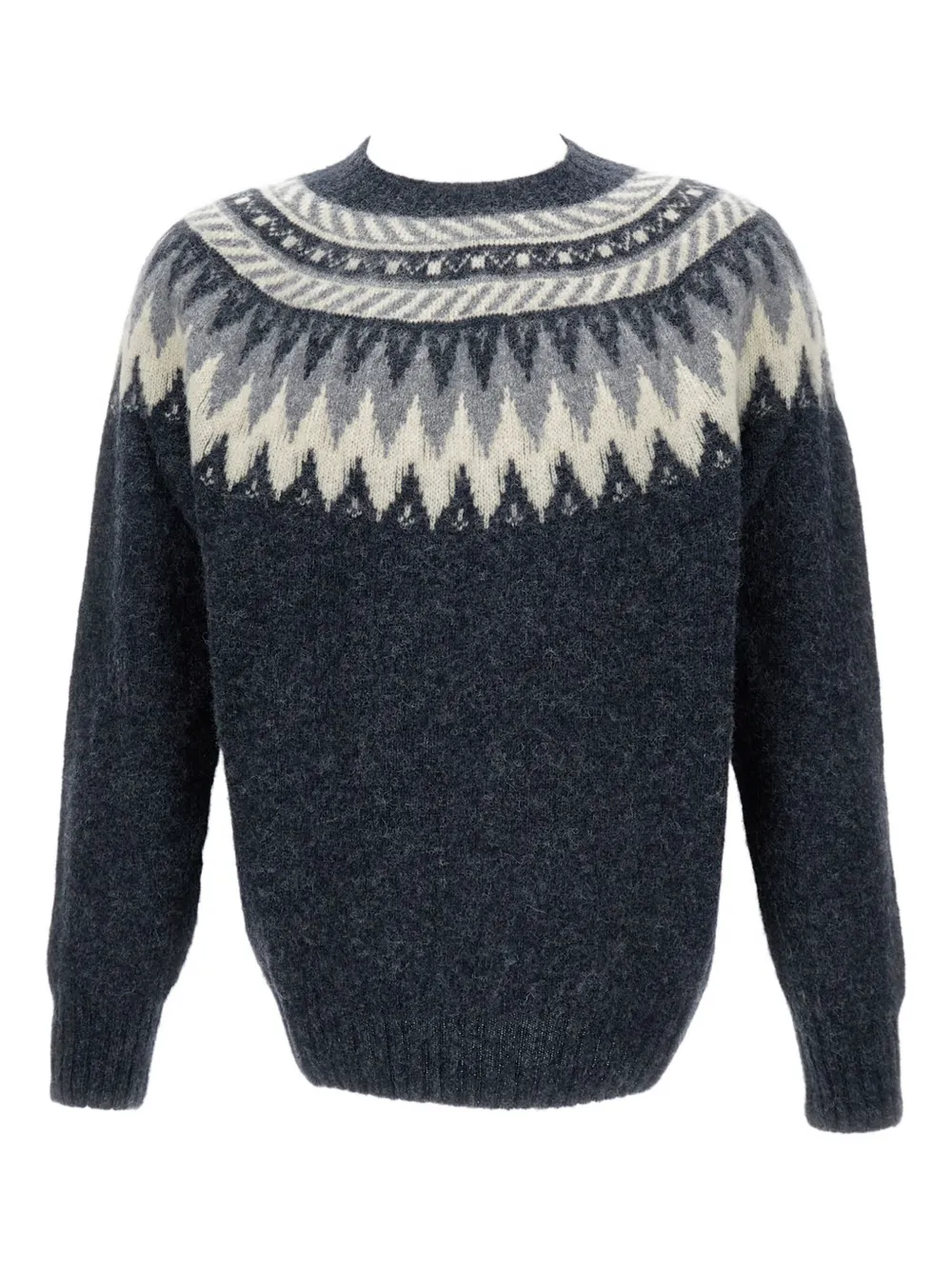 Howlin' Fair-isle Pattern Crew-neck Sweater In Gray