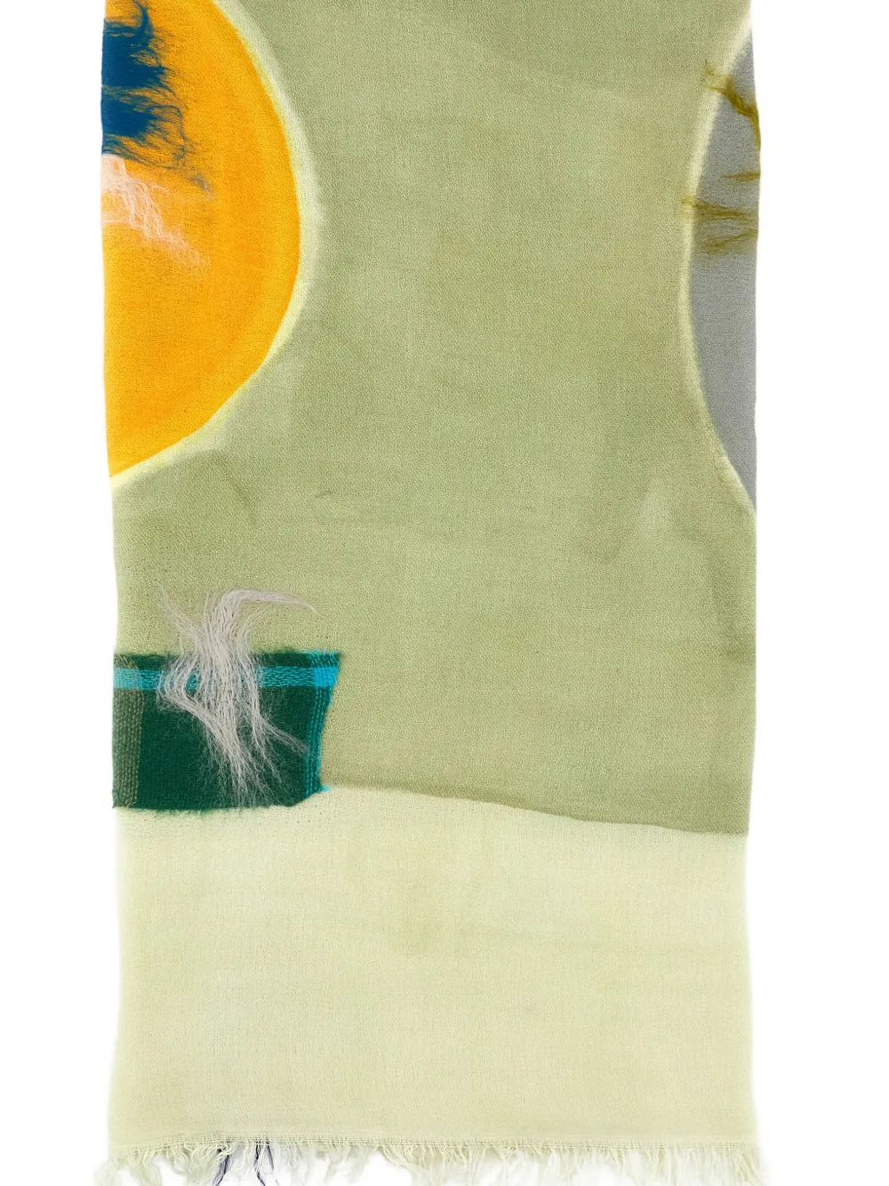 Exquisite J Sjaal met franje en grafische print - Groen
