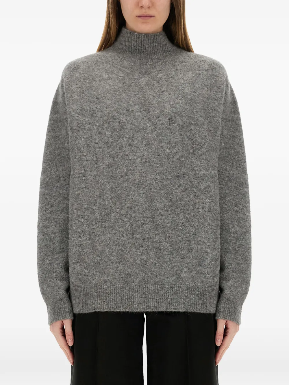 Alysi Relaxed Fit Grey Turtleneck Shirt In Gray