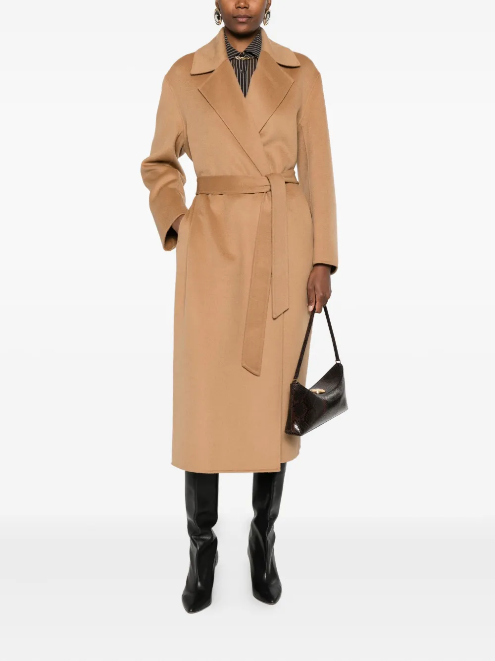 Paul & Joe Belted Coat In Brown