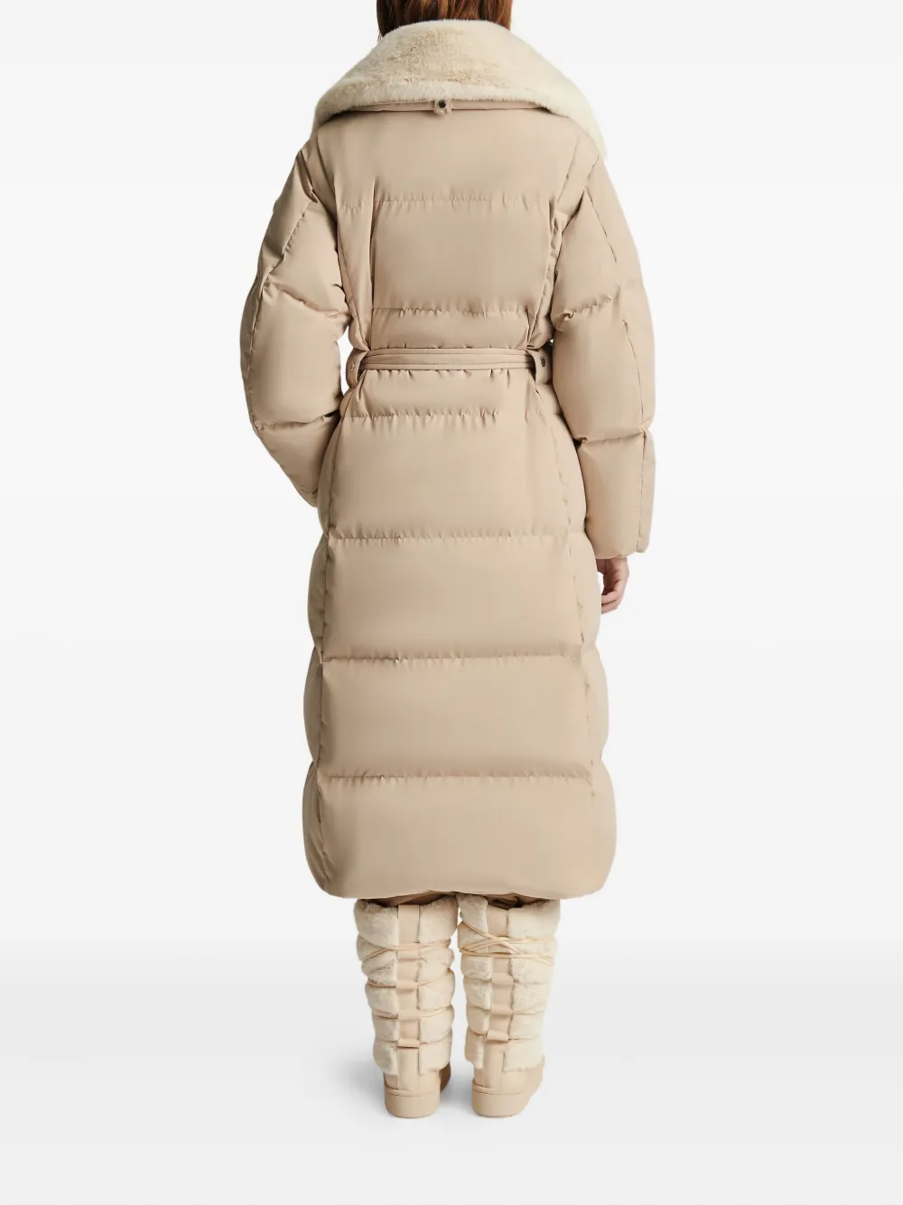 Fusalp Vlavi Belted Faux-fur Collar Coat In Neutral