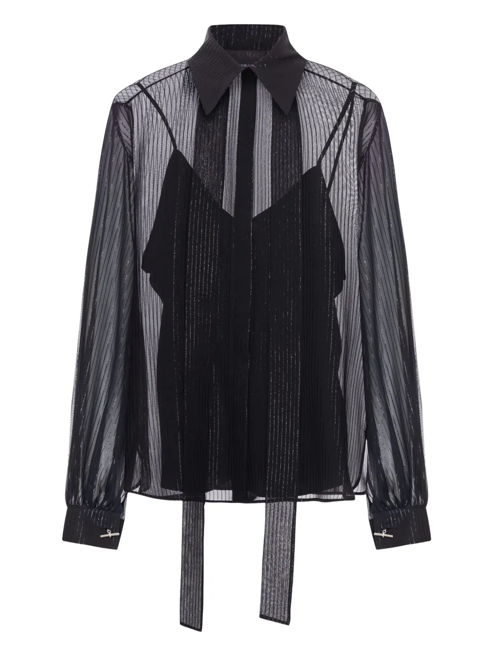 Max Mara striped silk chiffon shirt | Black | Image 1