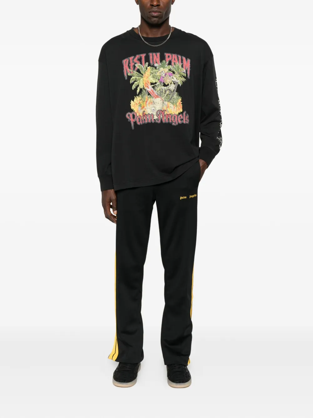 Palm Angels Broek met geborduurd logo - Zwart