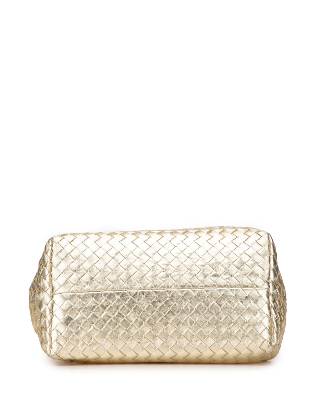 Pre-owned Bottega Veneta 2012-2025 Small Metallic Nappa Intrecciato Cesta Tote Bag In Gold