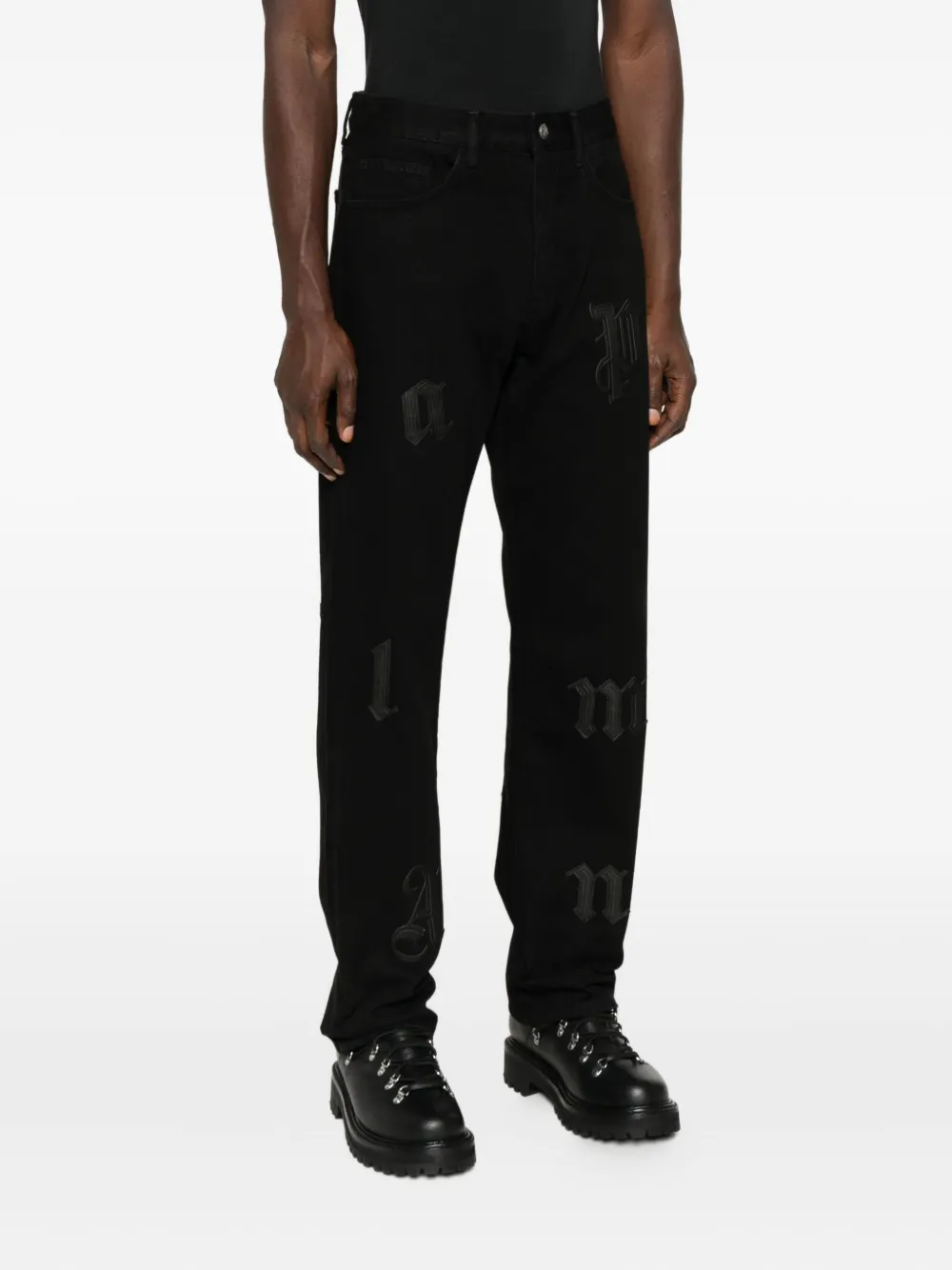 Palm Angels Logo-detail Jeans In Black