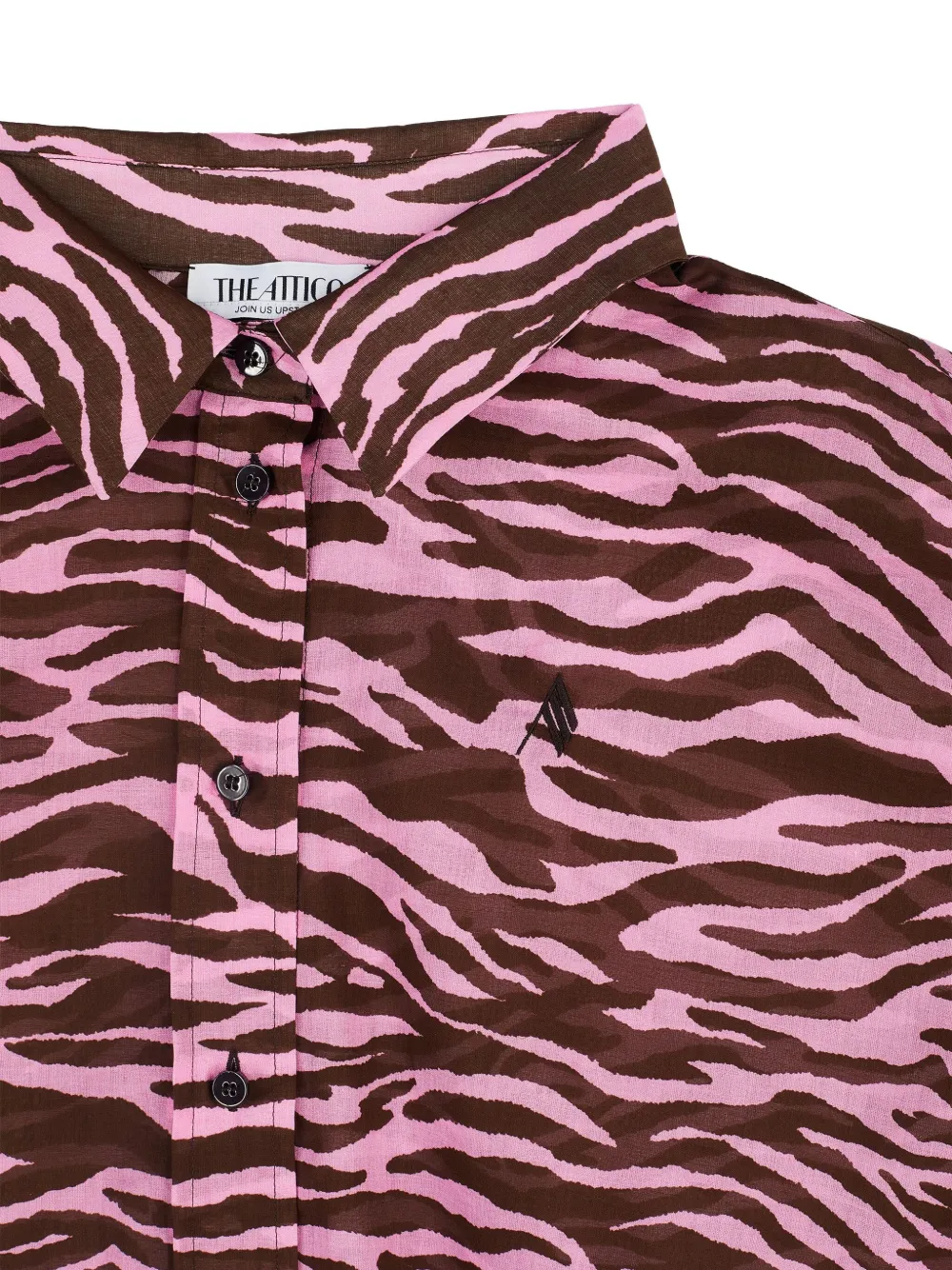 Attico Zebra-print Balloon-sleeve Shirt In Pink