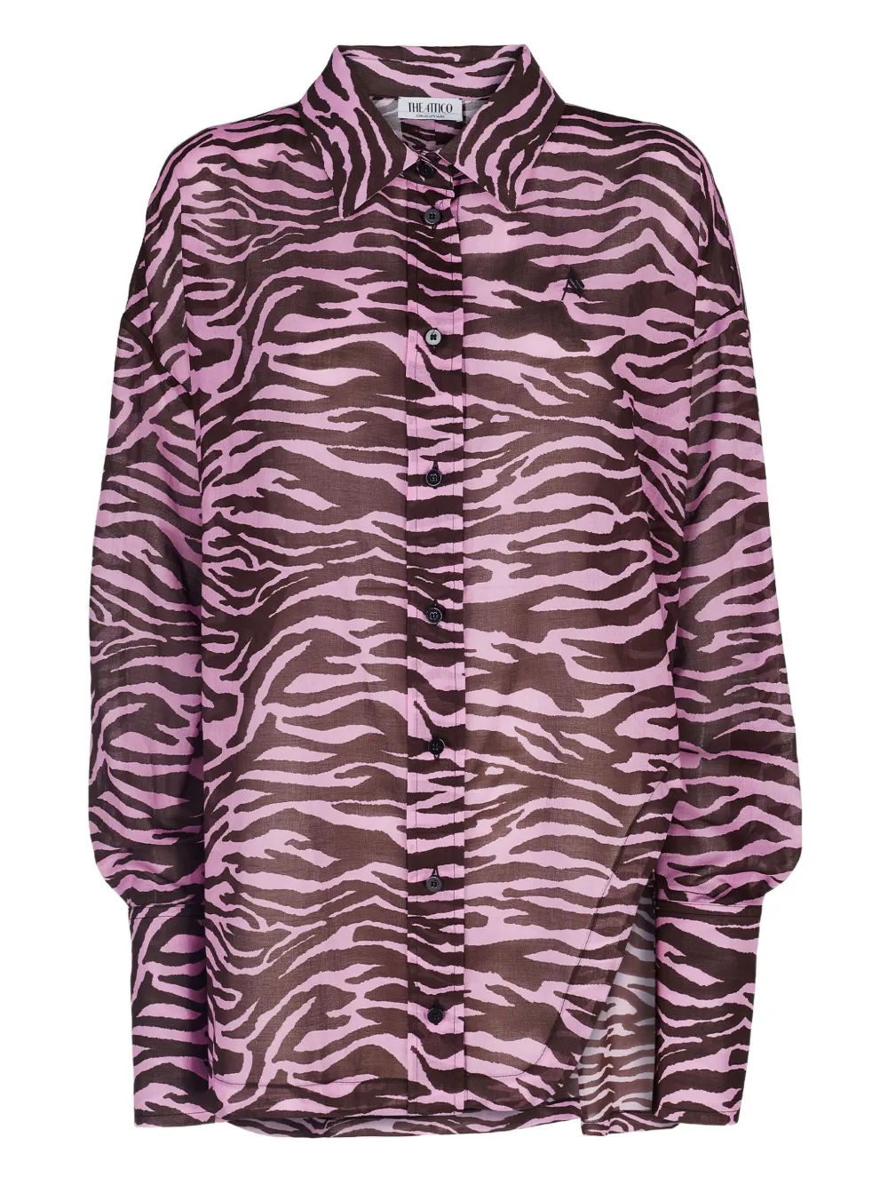 Attico Zebra-print Balloon-sleeve Shirt In Pink