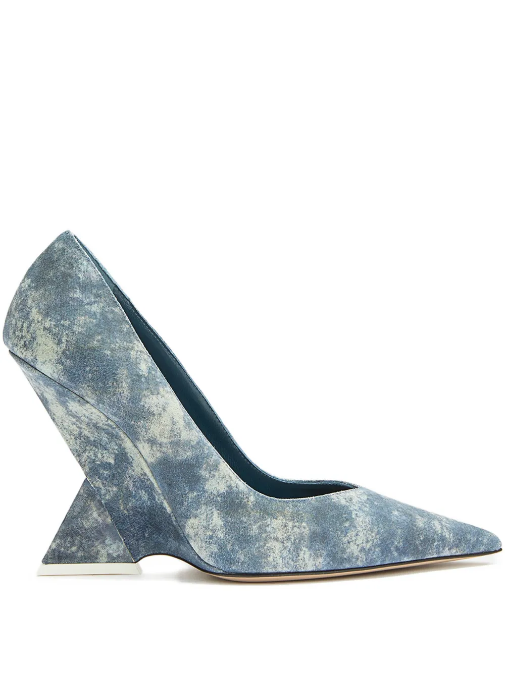 The Attico 105mm Cheope pointed-toe wedge pumps Blue