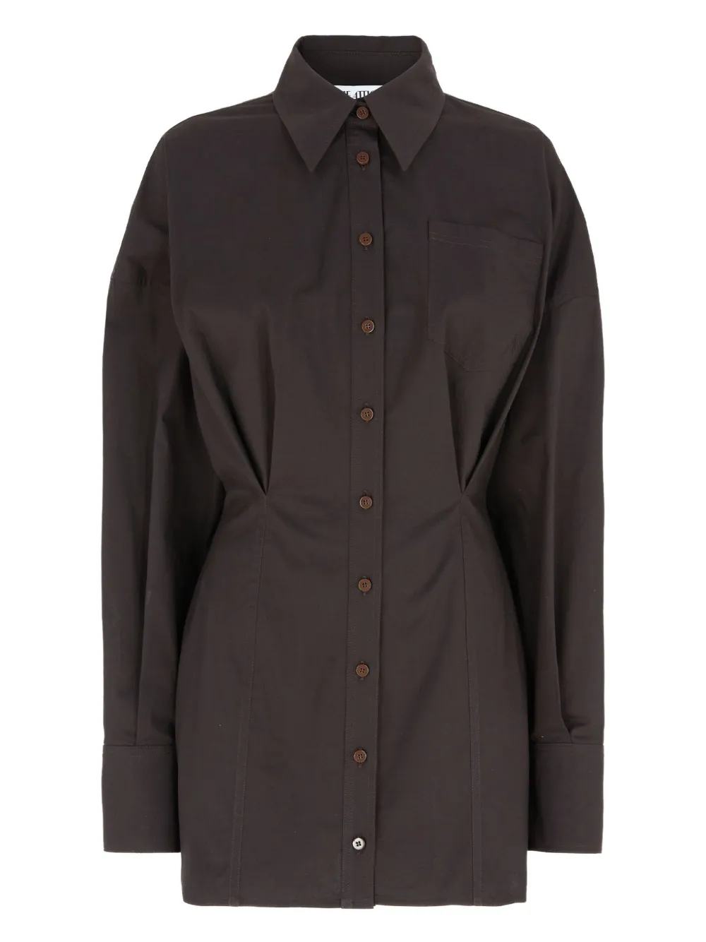 The Attico long-sleeve shirt mini dress | Brown | Image 1
