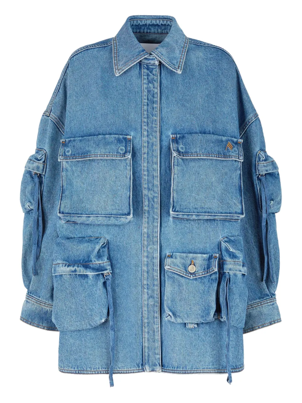 Attico Fern Denim Coat In Blue