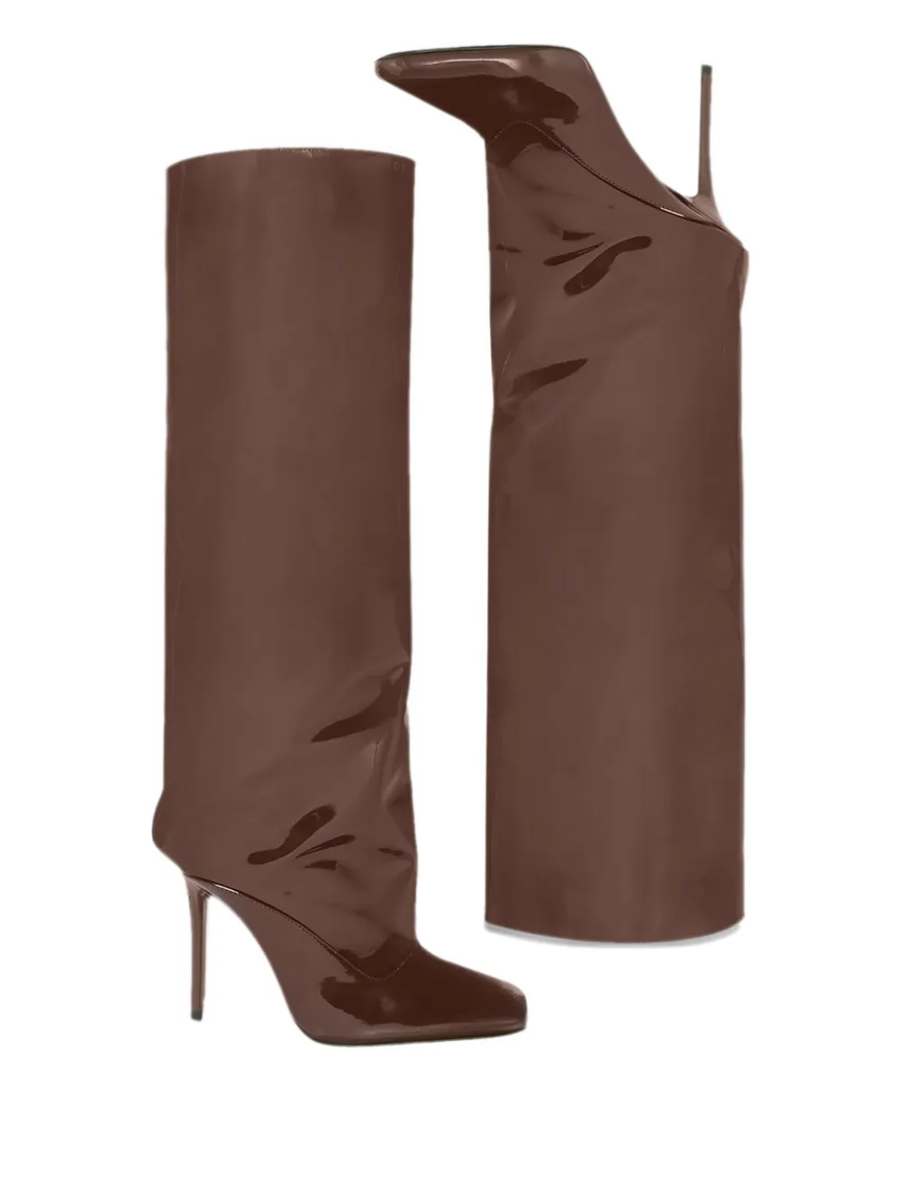 The Attico 105 mm Sienna lakleren laarzen Bruin