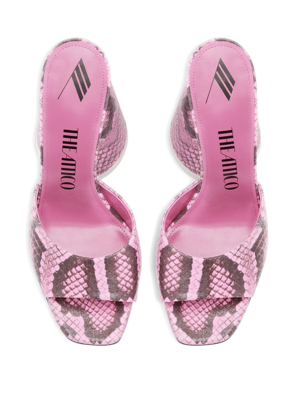 Attico Snakeskin Heeled Mules In Pink