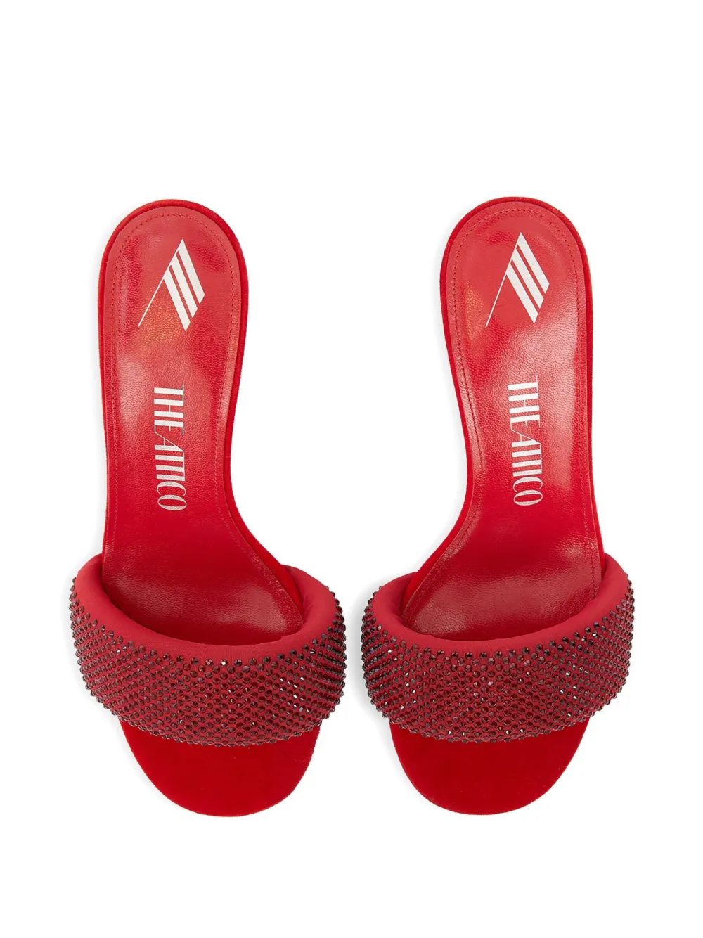 Attico 60mm Crystal-embellished Heeled Mules In Red