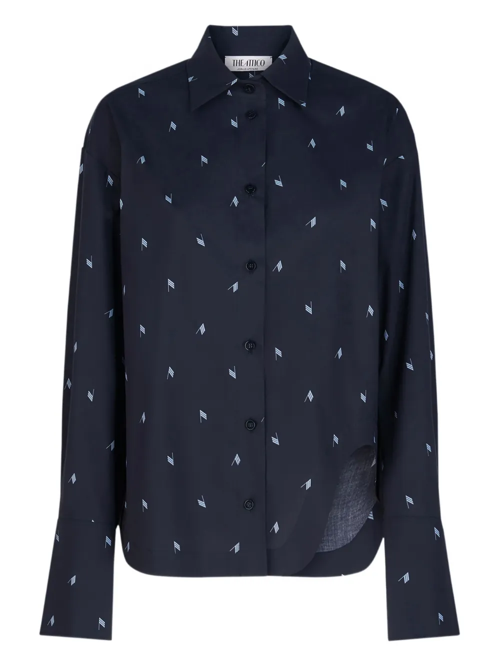 Attico Flag-print Asymmetric Shirt In Blue