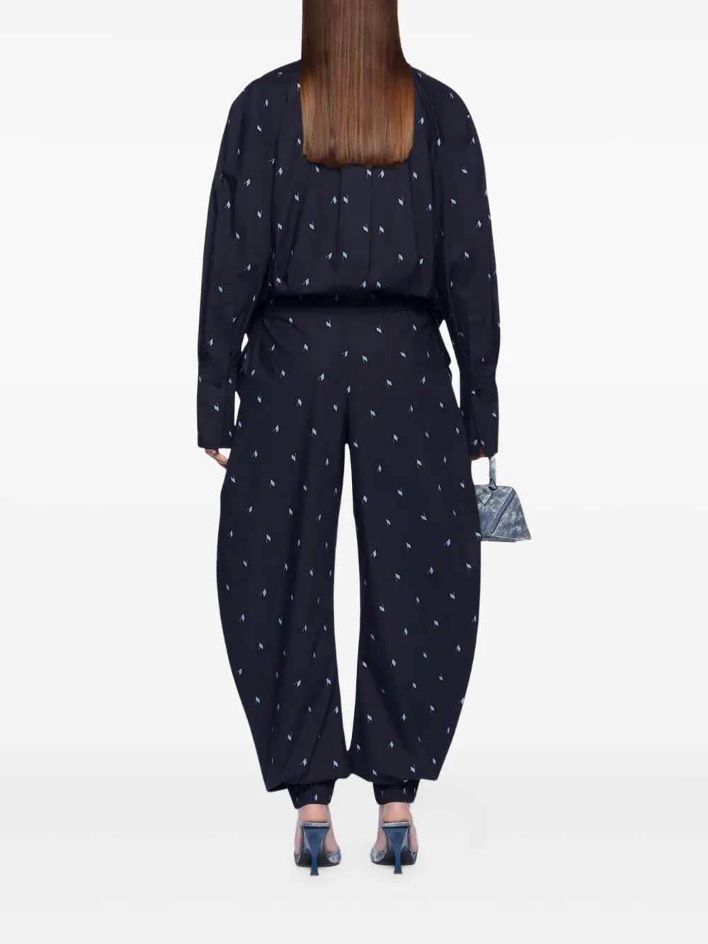 The Attico Asymmetrische blouse met vlagprint Blauw