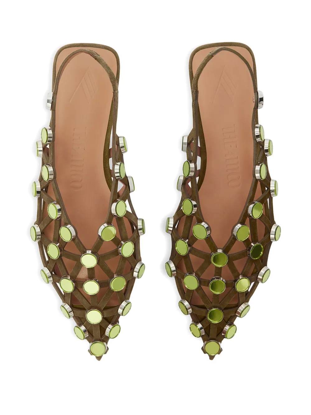 The Attico embellished caged sandals Green