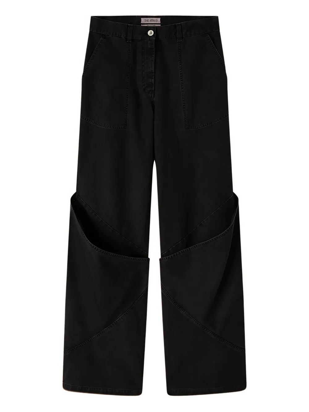 Attico Panelled Wide-leg Trousers In Black