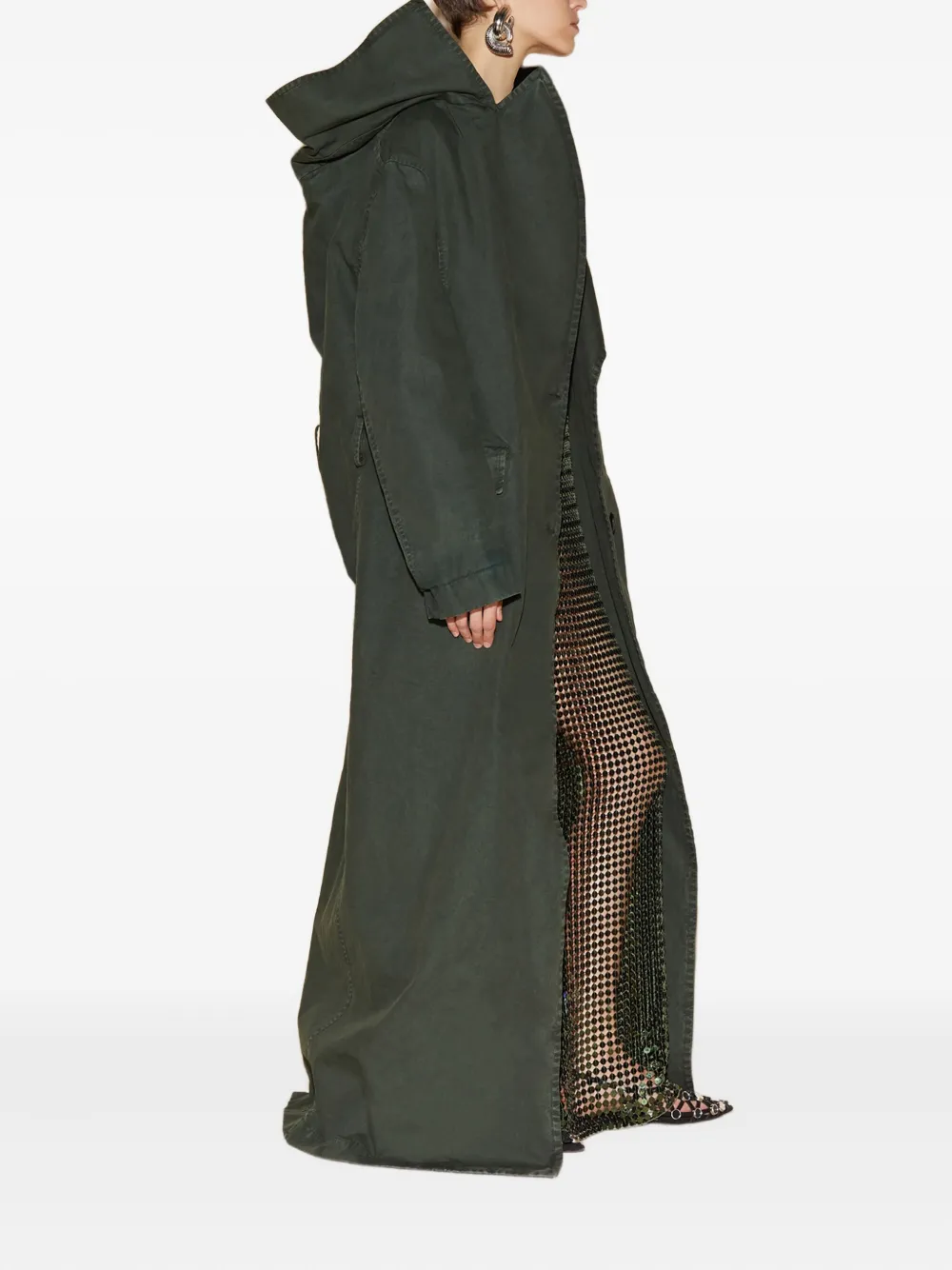 Attico Large-collar Button-fastening Coat In Green