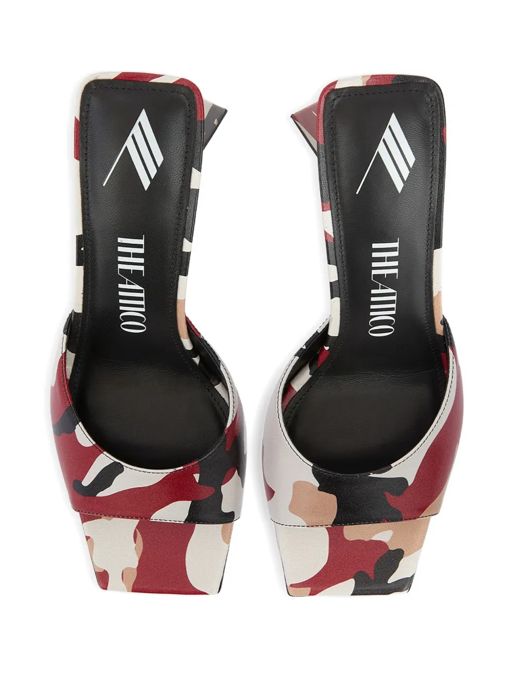 The Attico Muiltjes met camouflageprint en blokhak Wit
