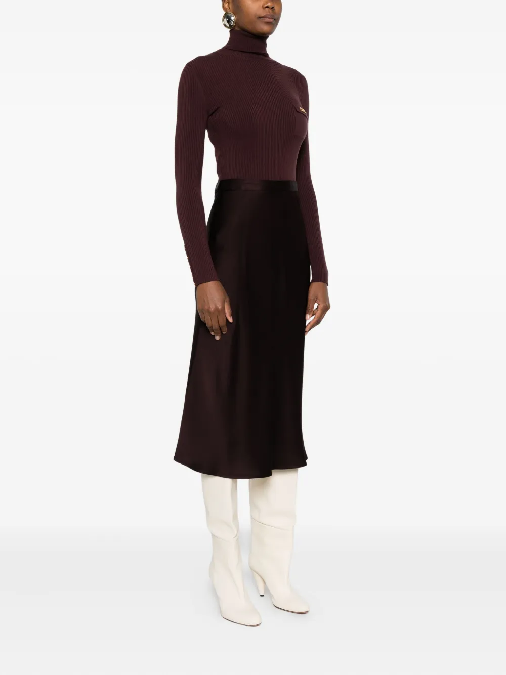 Elisabetta Franchi ribbed-knit turtleneck dress - Rood