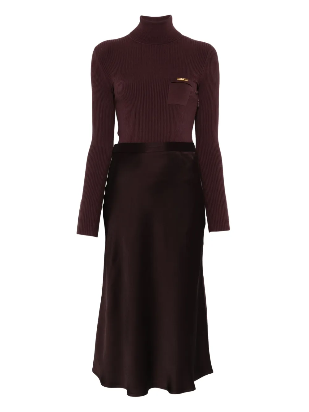 Elisabetta Franchi ribbed-knit turtleneck dress - レッド Elisabetta Franchi ribbed-knit turtleneck dress - レッド