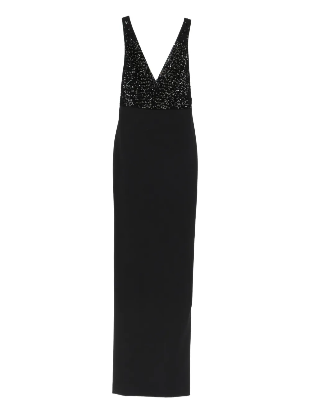 Elisabetta Franchi rhinestones V-neck dress - ブラック Elisabetta Franchi rhinestones V-neck dress - ブラック