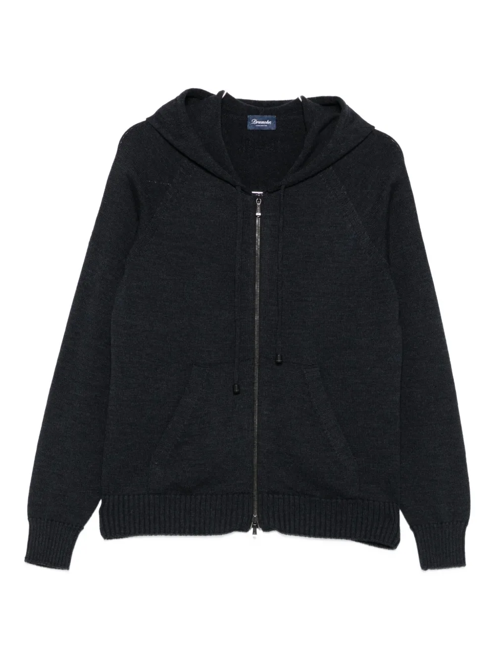Drumohr Hooded Zip-up Sweater In Black