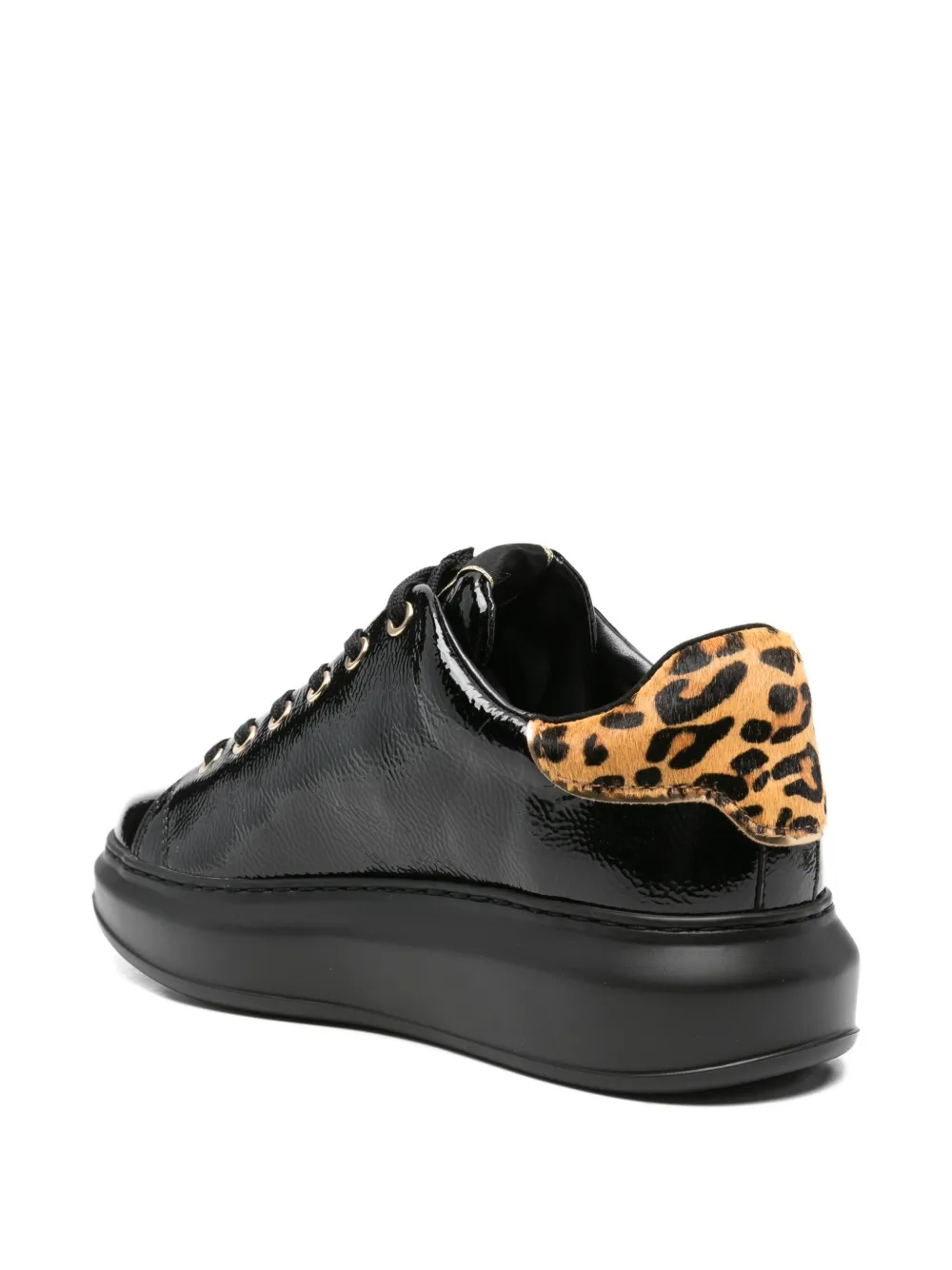 Karl Lagerfeld Leopard Print-heel Sneakers In Black