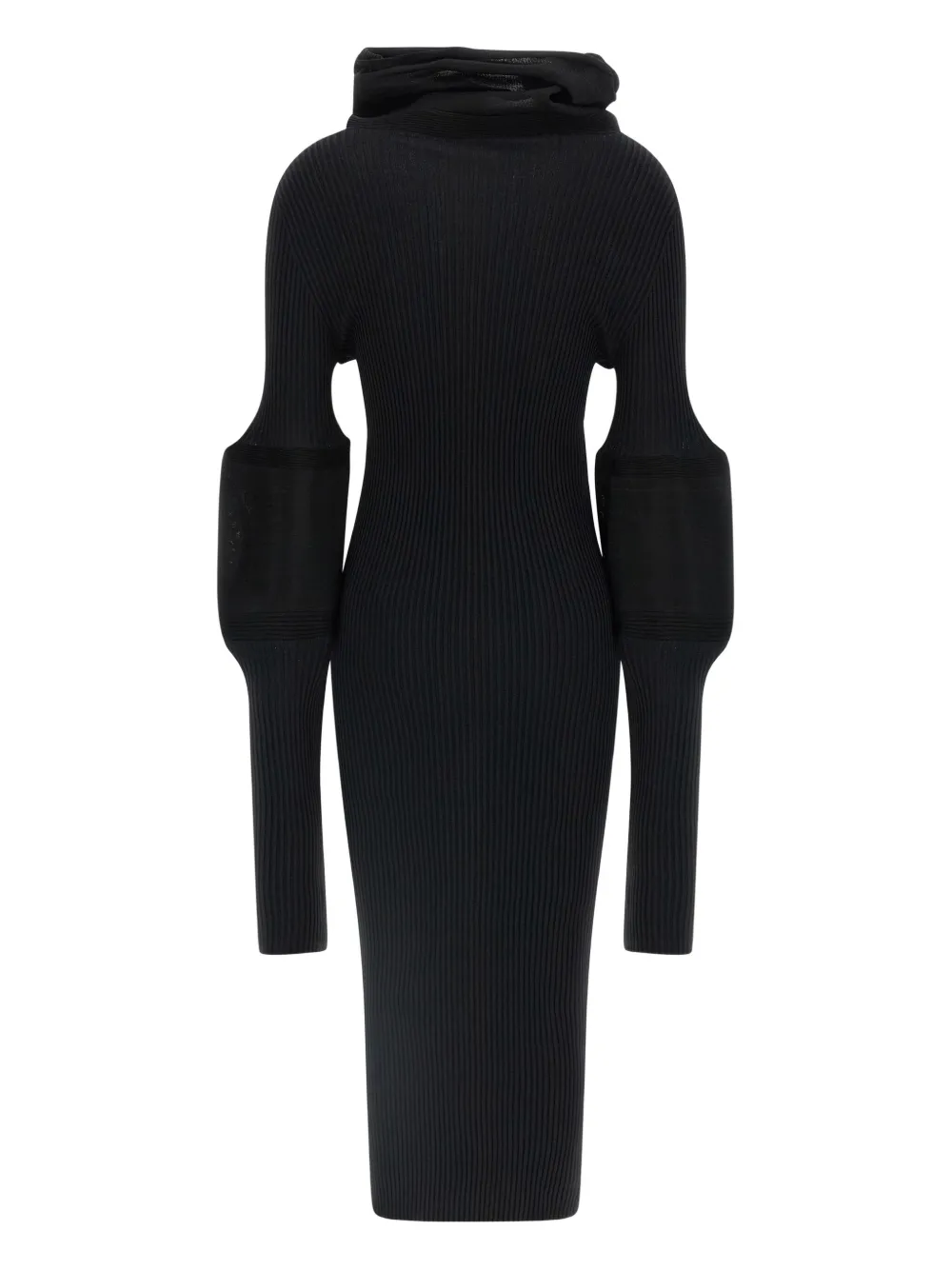 Issey Miyake Maxi-jurk met hoge hals - Zwart
