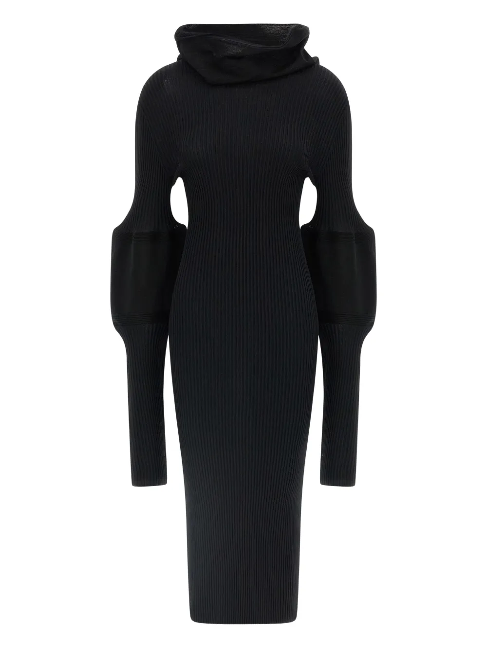 Issey Miyake ハイネック マキシドレス - ブラック