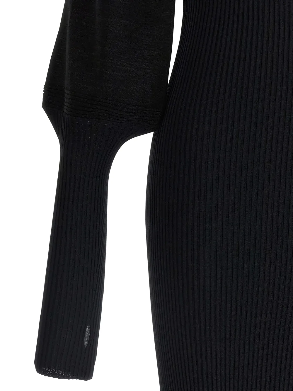 Issey Miyake Maxi-jurk met hoge hals Zwart