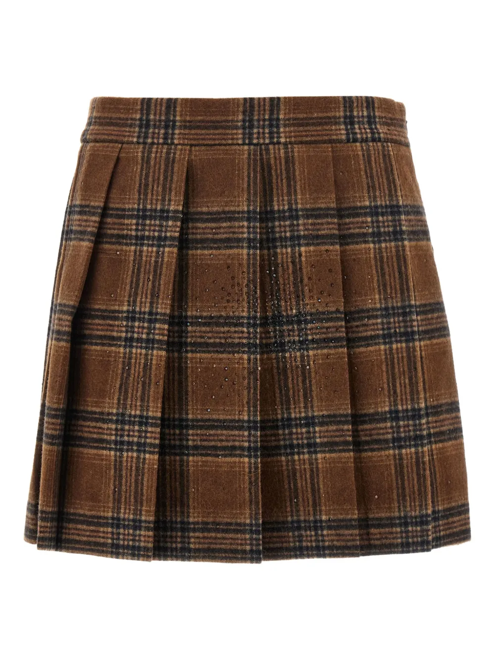 Giuseppe Di Morabito Tartan Skirt With Pleats And Embellishments In Brown